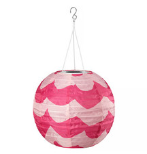 IKEA SOLVINDEN LED Solar Powered Pendant Lamp Outdoor Globe Pink Dark Pink 30 cm