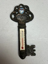 Asbury Park, New Jersey Skeleton Key Metal Thermometer Vintage 5 In￼