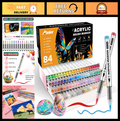 84 Colors Acrylic Paint Markers - Soft Brush Tip, Quick Dry, Waterproof for DIY