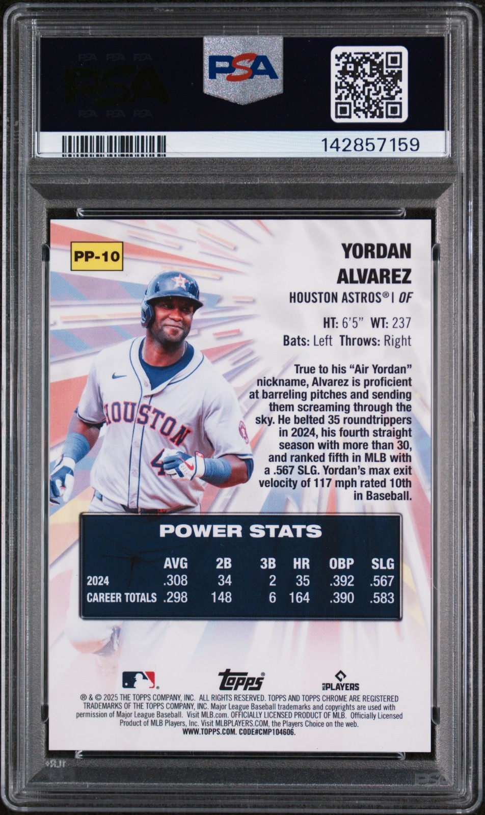 2025 Topps Chrome Logofractor Yordan Alvarez Power Red Refractor /5 PSA 10 Pop 1 view 2