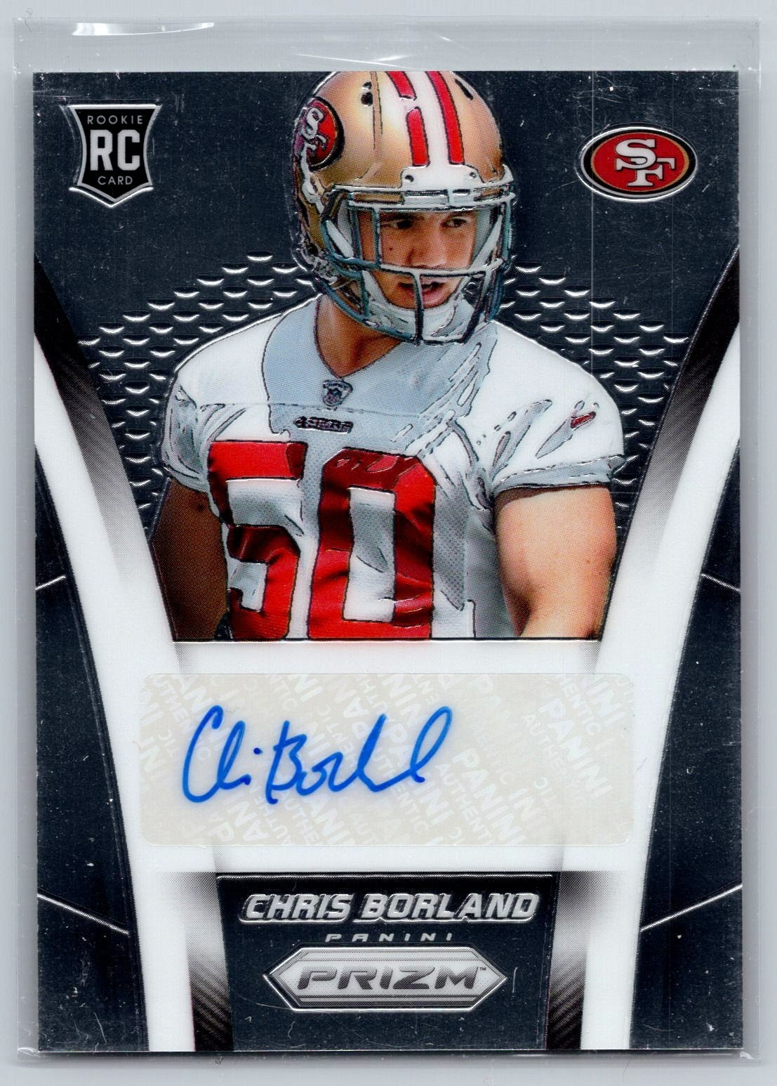 Chris Borland #AR-CB Football Cards 2014 Panini Prizm Autograph Rookies trading card — raw and PSA graded price guide