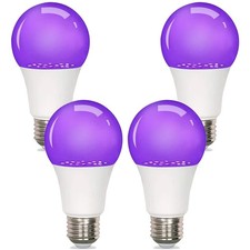 9W UV LED Black Light Bulb E26 A19 120V For Party Fluorescent Posters 4 Pack