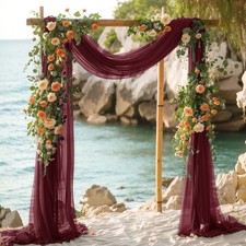 2 Panels Burgundy Red Valentine's Day Wedding Arch Draping Fabric 29"  6.5 Y...