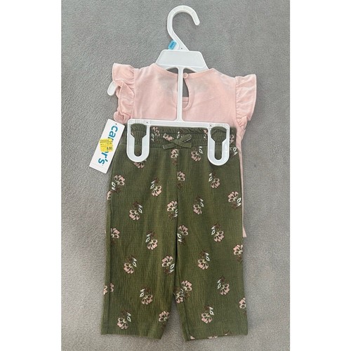 Carter’s Baby Girl 2 Piece Green And Pink Flower Set Size 6 Months - Picture 6 of 6