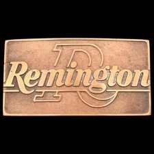 Remington Firearms Rifle Shotgun Hunter Solid Brass Vintage Belt Buckle by UB