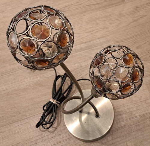 DUNELM MILL GOLDFARBENE DOPPELKUGEL KUPFERBRAUN PERLEN LEUCHTENSCHIRME TISCHLAMPE - Bild 8 von 12