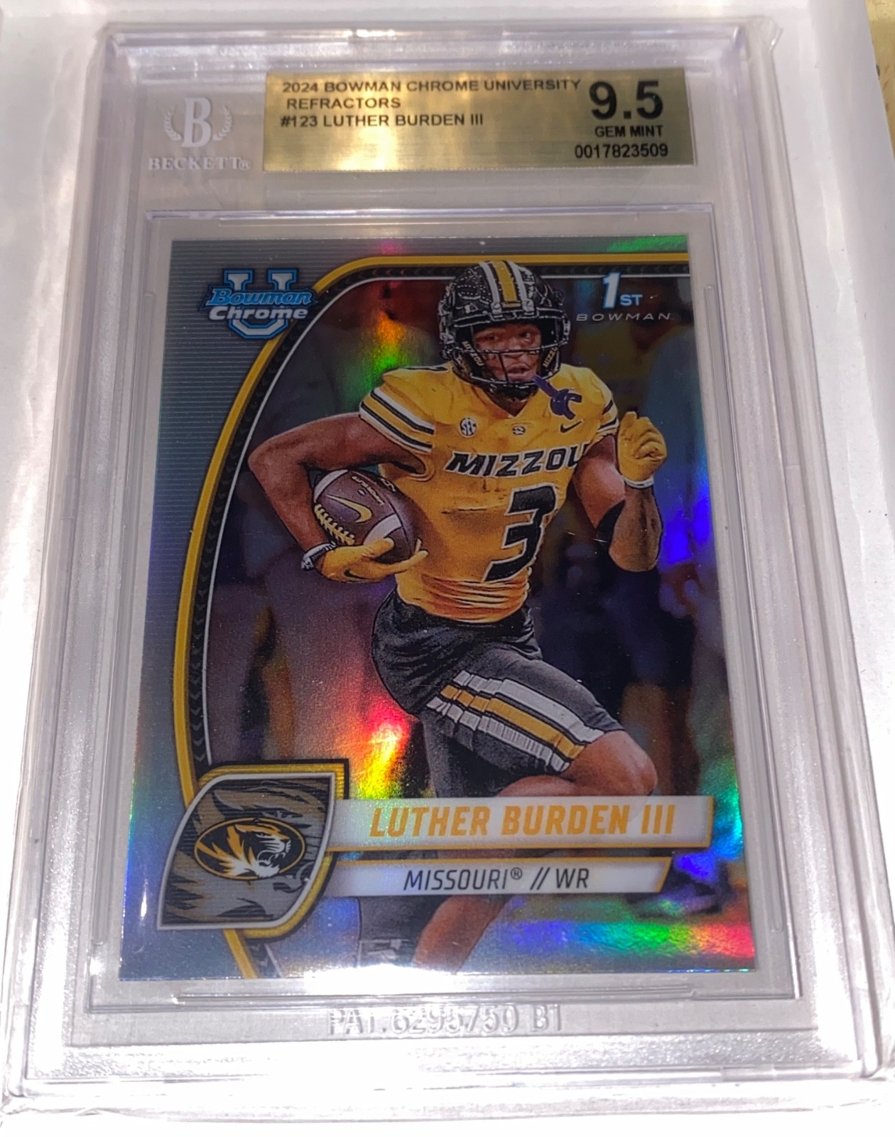 2024 Bowman U Chrome Refractor Luther Burden III Bears #123 BGS 9.5 GEM MINT