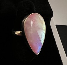 Genuine Pink Moonstone Ring 925 Sterling Silver Handmade Ring Gift All Size C525
