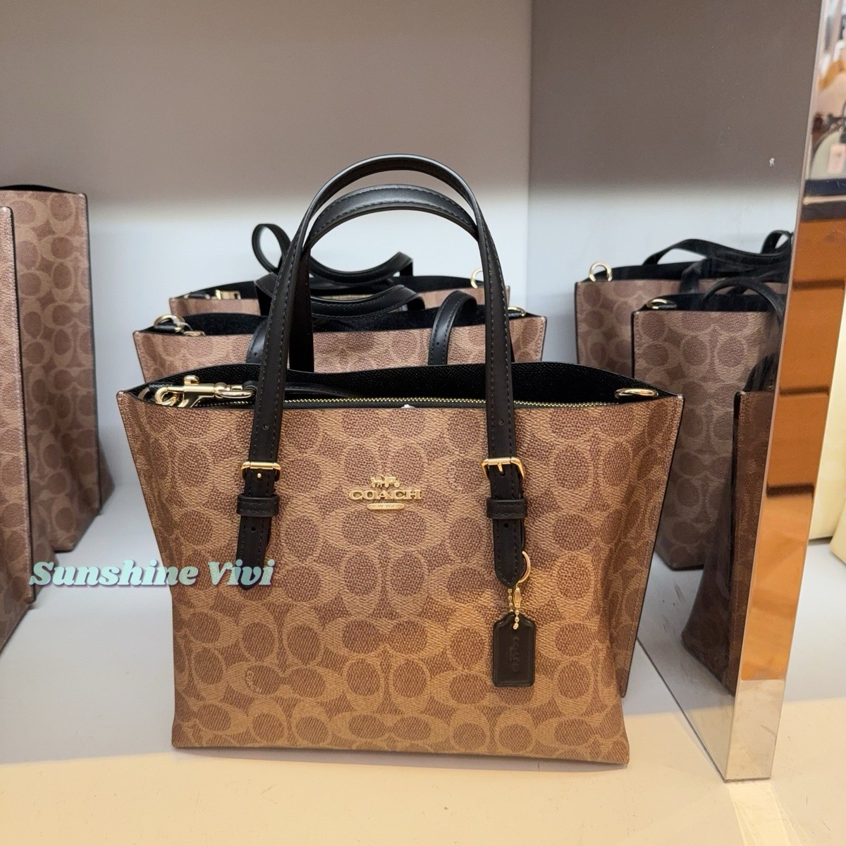 Coach Black/Brown Leather Handbag Straps Coach Signature Coated Canvas Crossbody Bag Brown Black main image 2