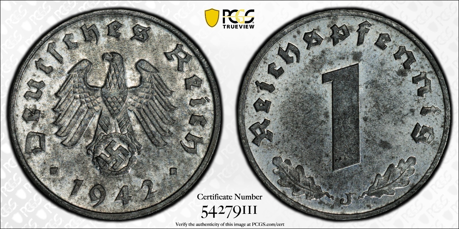 Germany 1942-J 1 Reichspfennig J-369 PCGS MS 63