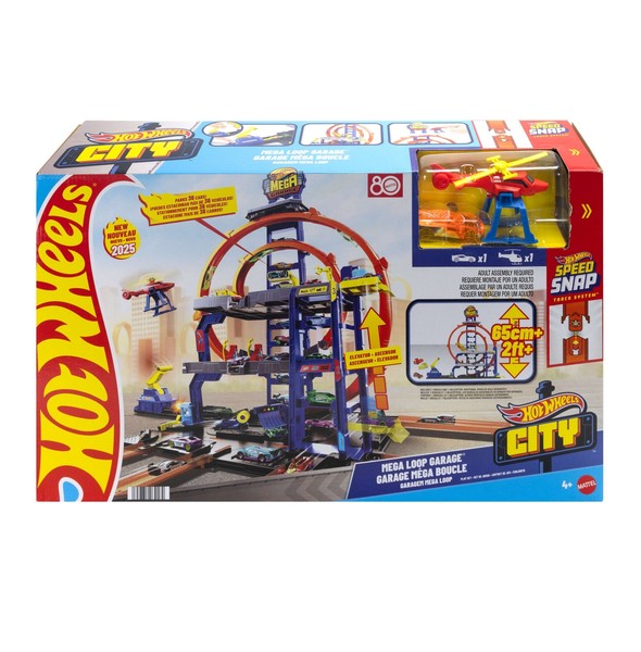 Hot Wheels City Mega Garage Parkhaus Rennbahn Mit Giga Looping Auto Helikopter-image