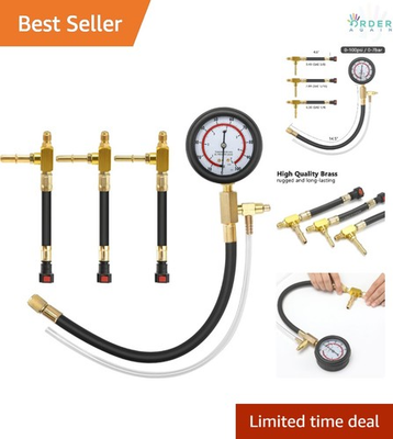 #ad Fuel Pressure Kit Brass Rubber 0 100PSI 3 Fittings Engine Diagnostic $52.97