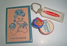 Sunbeam Bread premiums, mirror, flicker ring, pencil sharpener and key chain