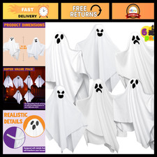 6 Pcs Halloween Hanging Ghost Decorations - 19.6  White Flying Ghosts for Yard,