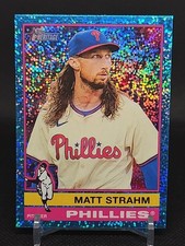 2025 Topps Heritage - Matt Strahm #7 Chrome Light Blue Sparkle Refractor