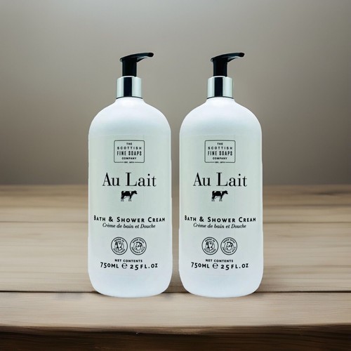 2 Scottish Fine Soaps Au Lait Bath Shower Cream 25 fl oz 750 mL BIG