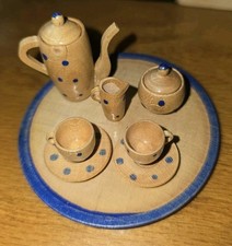 Wooden Doll House Tea Set Miniture Dishes German Dominic Republic Rare Vintage