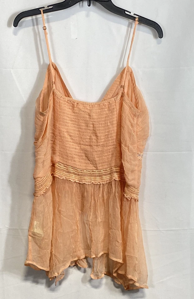 Blusa Cami Para Mujer Free People Gasa Melocotón Borde de Encaje Botón Frontal Grande Nueva con Etiquetas Foto 2 de 4