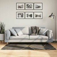 Teppich Waschbar Schwarz Und Golden 80X150 Cm Rutschfest