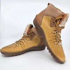 Womens Pikolinos Leather Ankle Boot Cazorla Sz 41 US 10 Brown Woven Accent CLEAN