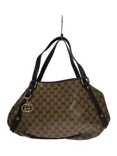 GUCCI Beige All-Over Pattern Leather Handbag M130736 B Condition