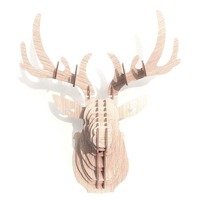 Hooshing Deer Head Wall Decor 3D Puzzle Beige