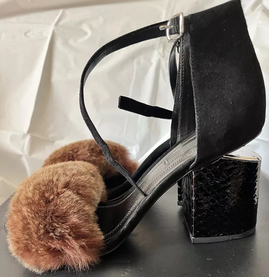 Alexander Wang Tacones 'Abby' Piel Marrón/Negro Tacones de Diseñador NYFW Foto 3 de 4