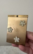 Vintage Art Deco Cigarette Case Gold Tone With Embellishments Flip Top Lid