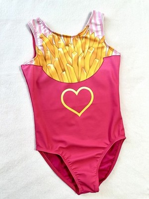 DESTIRA gymnastics Leotard LOVE FRENCH FRIES Bodysuit GK Size: CM Child Medium