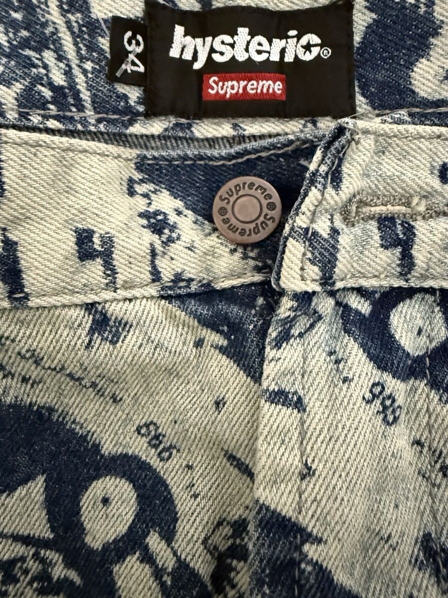 SUPREME Ft HYSTERIC GLAMOUR CARS BAGGY JEAN Washed Indigo Size 34