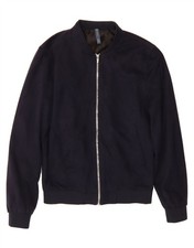 ZARA Mens Bomber Jacket UK 36 Small Navy Blue Polyester AJ09