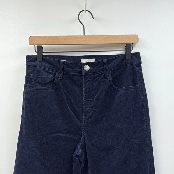 NWOT Ann Taylor LOFT Corduroy High Rise Straight Ankle Pant Preppy Navy 4 - Изображение 4 из 4