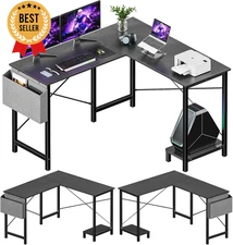 L Shaped Computer Desk, 50-Inch, Corner Gaming Table with CPU Stand & Side Bag
