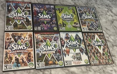 The Sims 3 LOT OF 8 (PC Windows Mac) Base Game & Expansion Packs