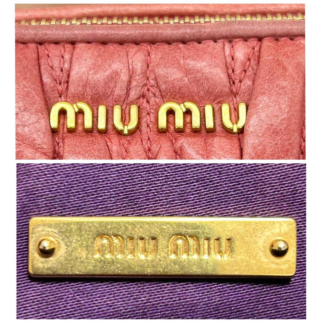Pochette Miu Miu Matelass marsupio festa tela pelle rosa USATA originale #S2264