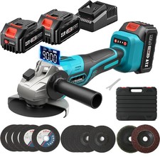 4" Brushless Cordless Angle Grinder Kit with 2 Batteries, for Cutting, Polishing