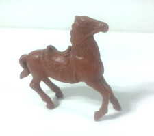 Tim-Mee Western Plastic Brown Horse Bracing Western Midcentury Cowboy Toy Figure
