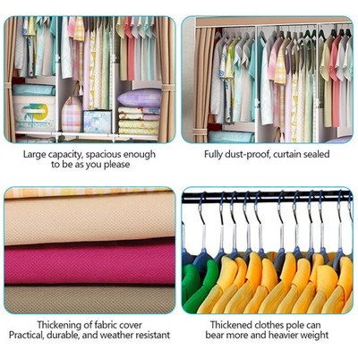 New Design Portable Clothes Storage Closet Wardrobe Rack Storage Shelf Durable