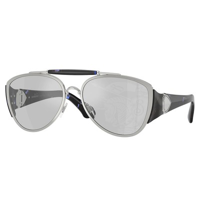 Burberry BE 3161 100569 Silver Metal Pilot Sunglasses Silver Mirror Lens