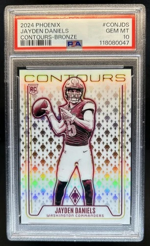 2024 Panini Phoenix Jayden Daniels Contours RC Rookie #CON-JDS Commanders PSA 10