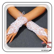 Short Lace Fingerless Gloves White Bridal Wedding Tea Party Wrist Gloves for