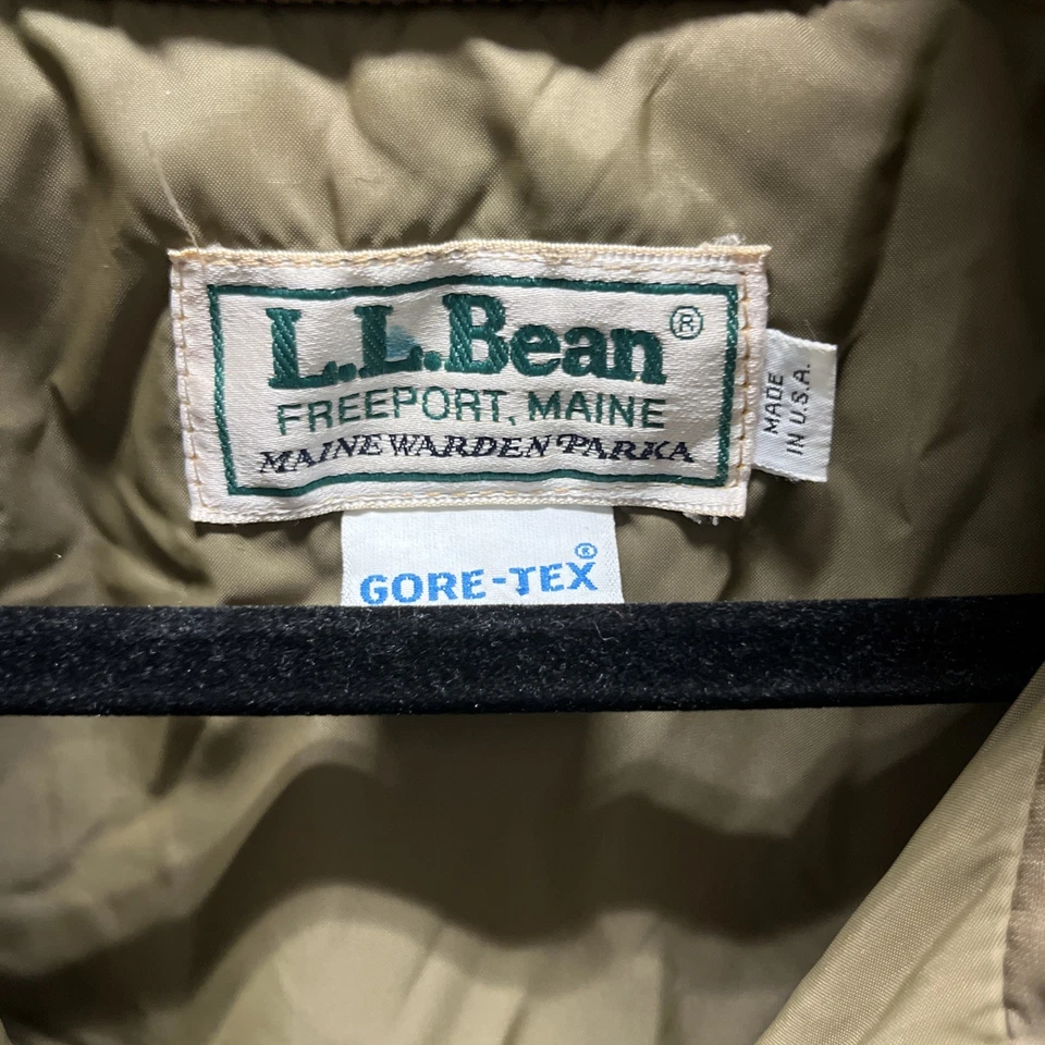 Vintage LL Bean Maine Warden Parka Coat Green Large Tall GoreTex Down Jacket USA - Image 3 of 4