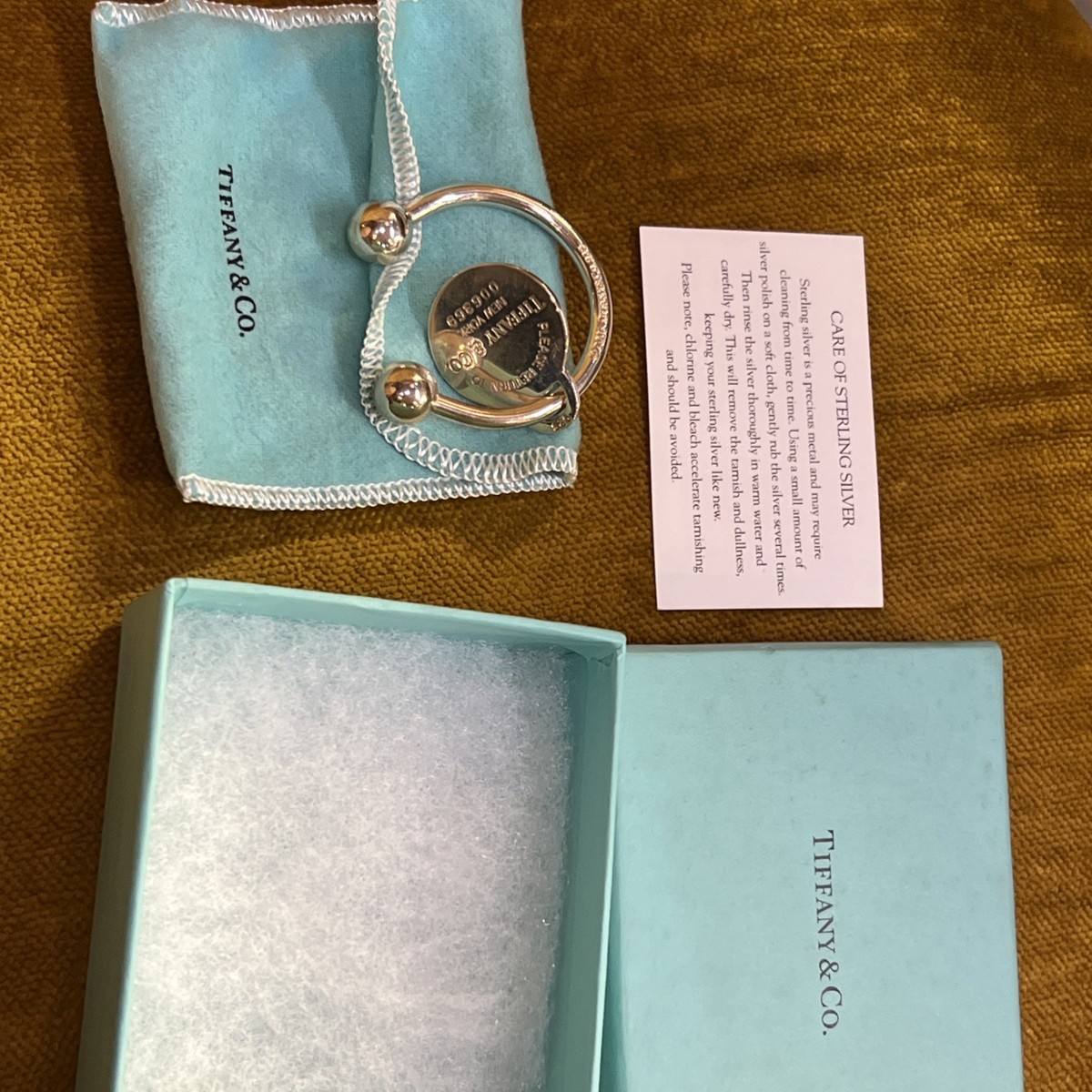 Please Return To Tiffany & Co. Sterling Silver Large Round Tag Key