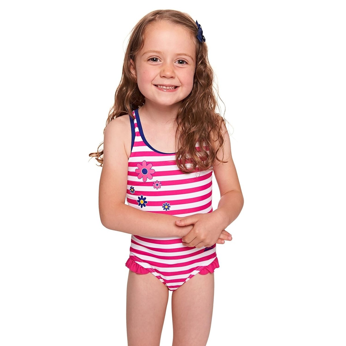 Zoggs Girls Daisy Stripe frill Action swimsuit, Gr. 2 / 2-3 Years