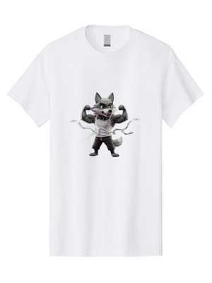 Muscle-Wolf-1 Mens Graphic Tee, 100% Cotton, Casual Summer Wear