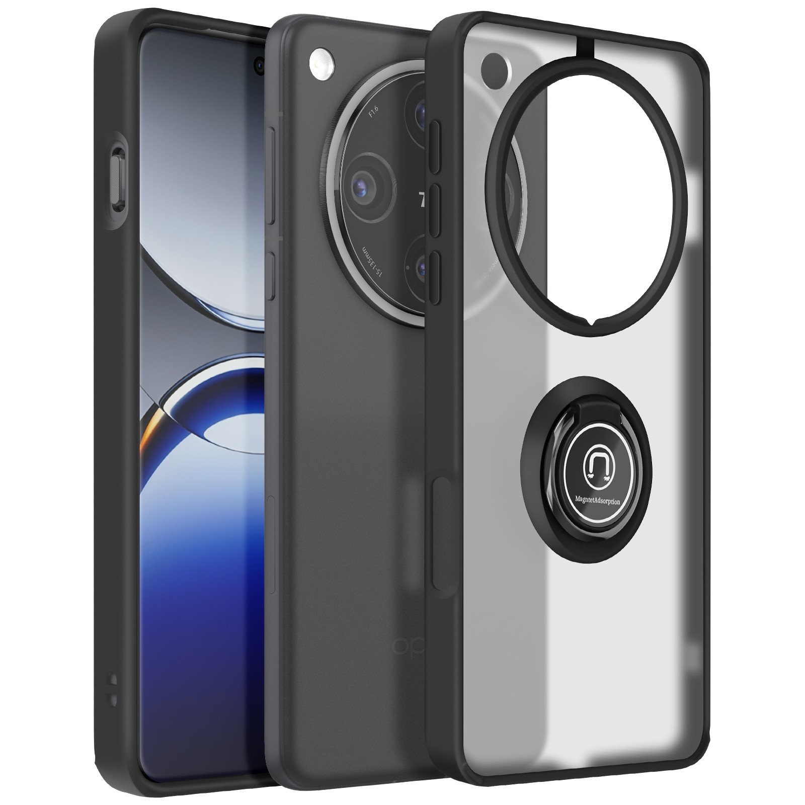 Coque Oppo Find X8 Pro Translucide Anti-Choc avec Anneau Magnétique Noir