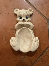 Vintage Spoon Rest Ceramic Teddy Bear Trinket Soap Dish Kitschy Hand Painted 7"