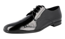 PRADA Polished Leather Derby Dress Formal Shoes - Black - NEW -  US 11 EU 44