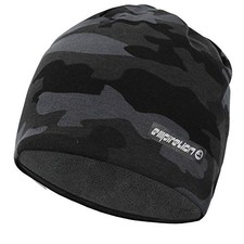 Softshell Winter Fleece Lined Beanie Hats, 9" Running Skull Cap Thermal 1 Camo