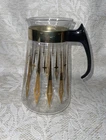 Vintage MCM Pyrex Corning Atomic Gold Starburst Carafe Glass Pitcher Clean!